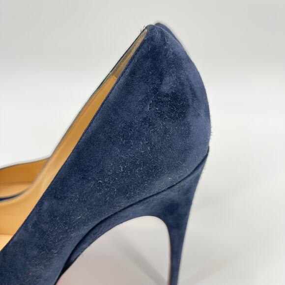 Christian Louboutin | Alminette 100 Veau Velours Marine Navy Suede Pumps 41 / 11 - Picture 11 of 15